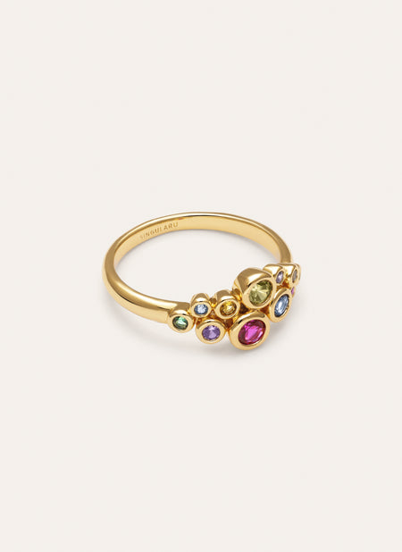 Anillo Rainbow Bubbles Baño Oro