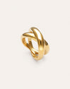 Anillo Single Cross Acero Baño Oro