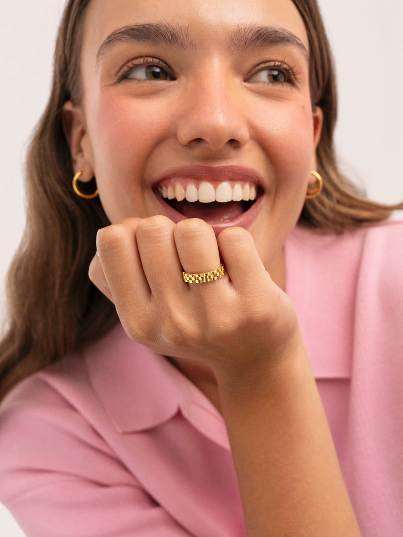 Anillo Sierpe Acero Baño Oro