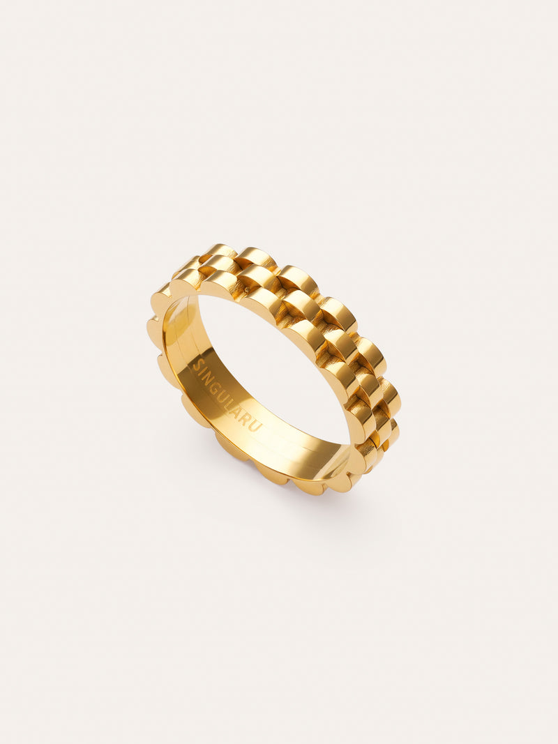 Anillo Sierpe Acero Baño Oro