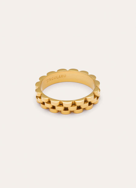 Sierpe-Ring aus Stahl mit Goldplattierung