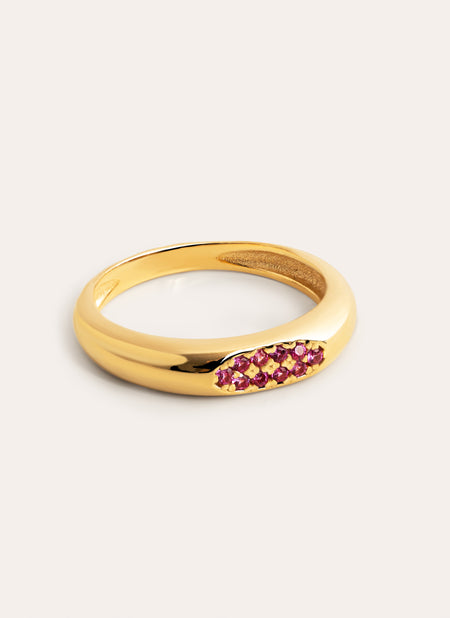 Anillo Signet Raspberry Plata Baño Oro