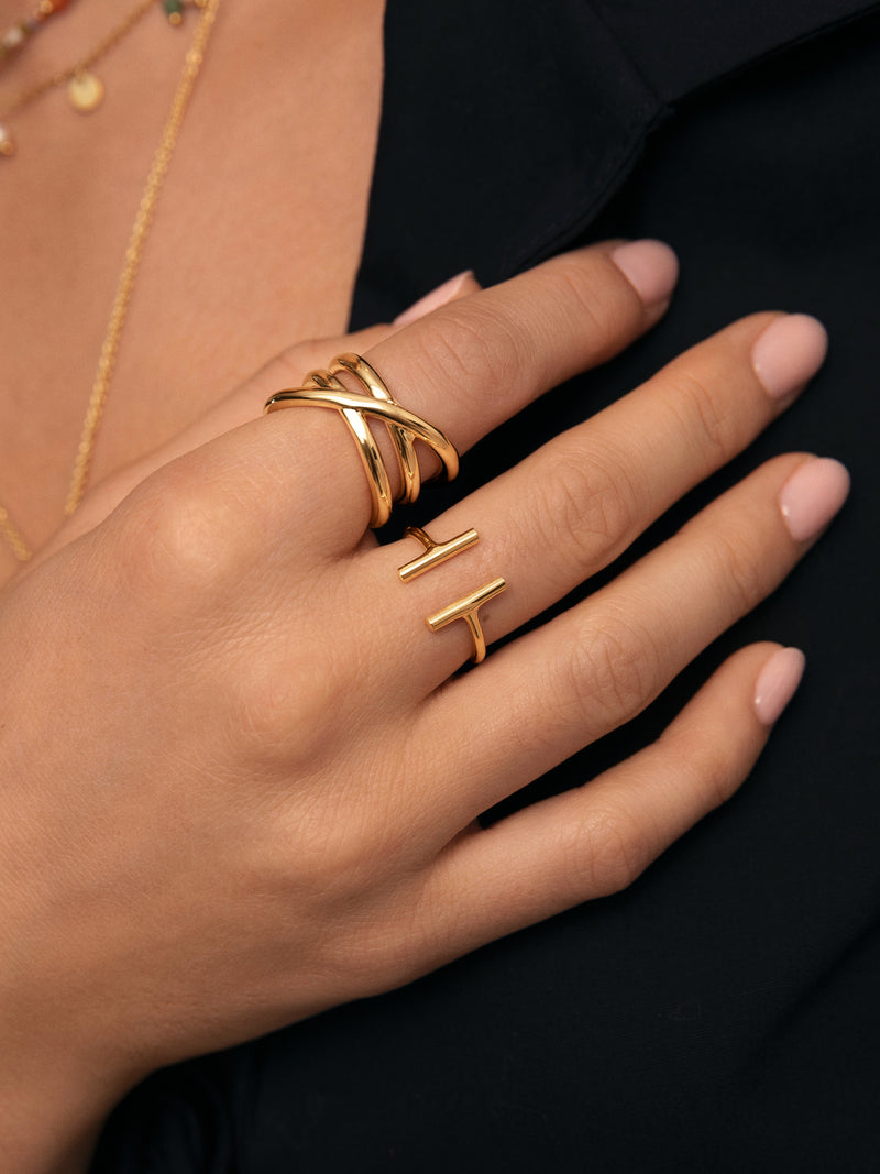 Trinity Ring Edelstahl mit 18kt Goldbeschichtung