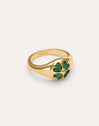 Agate Clover Stone Gold Ring