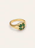 Agate Clover Stone Gold Ring