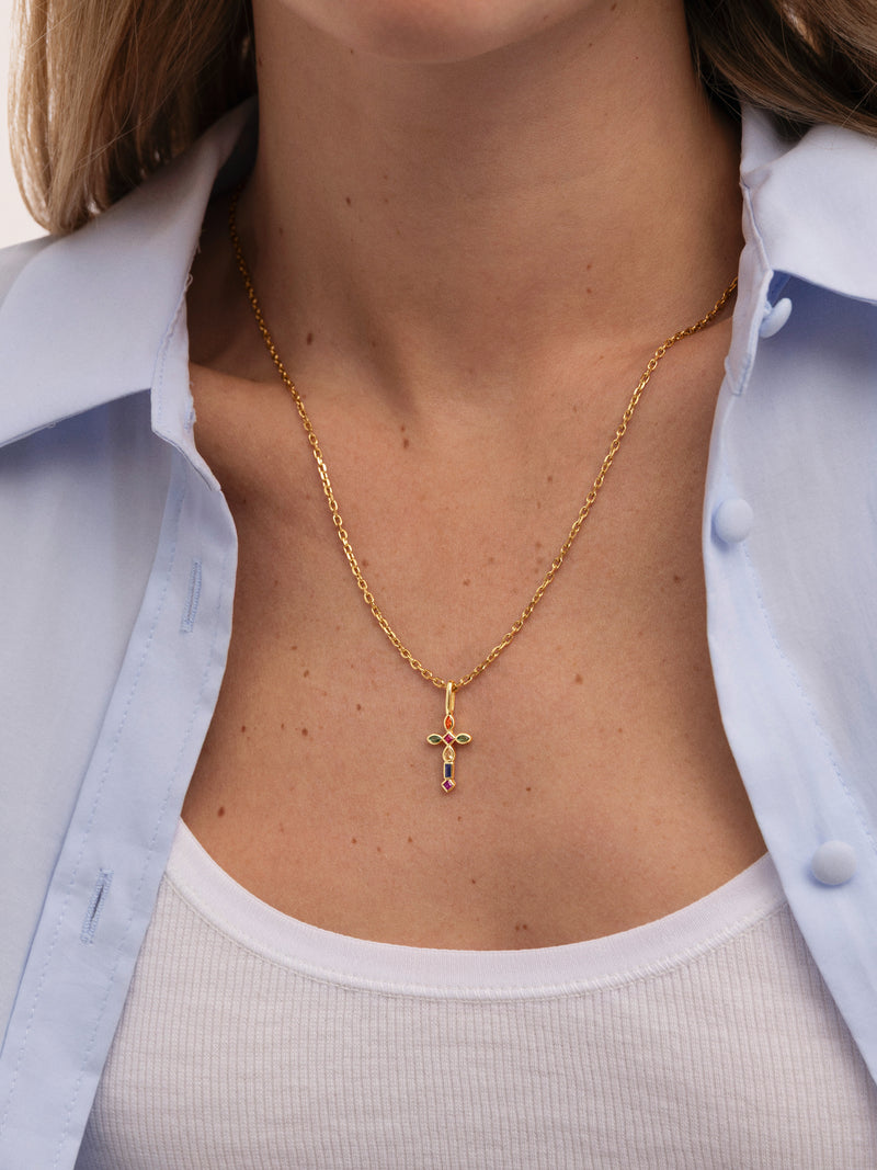 Cross Cascade Gold Charm