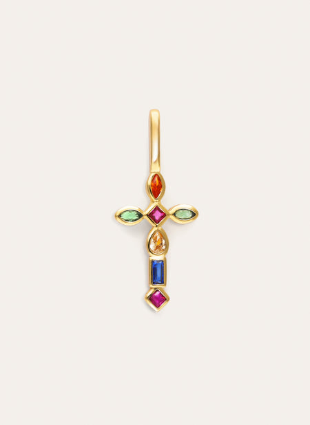 Cross Cascade Gold Charm