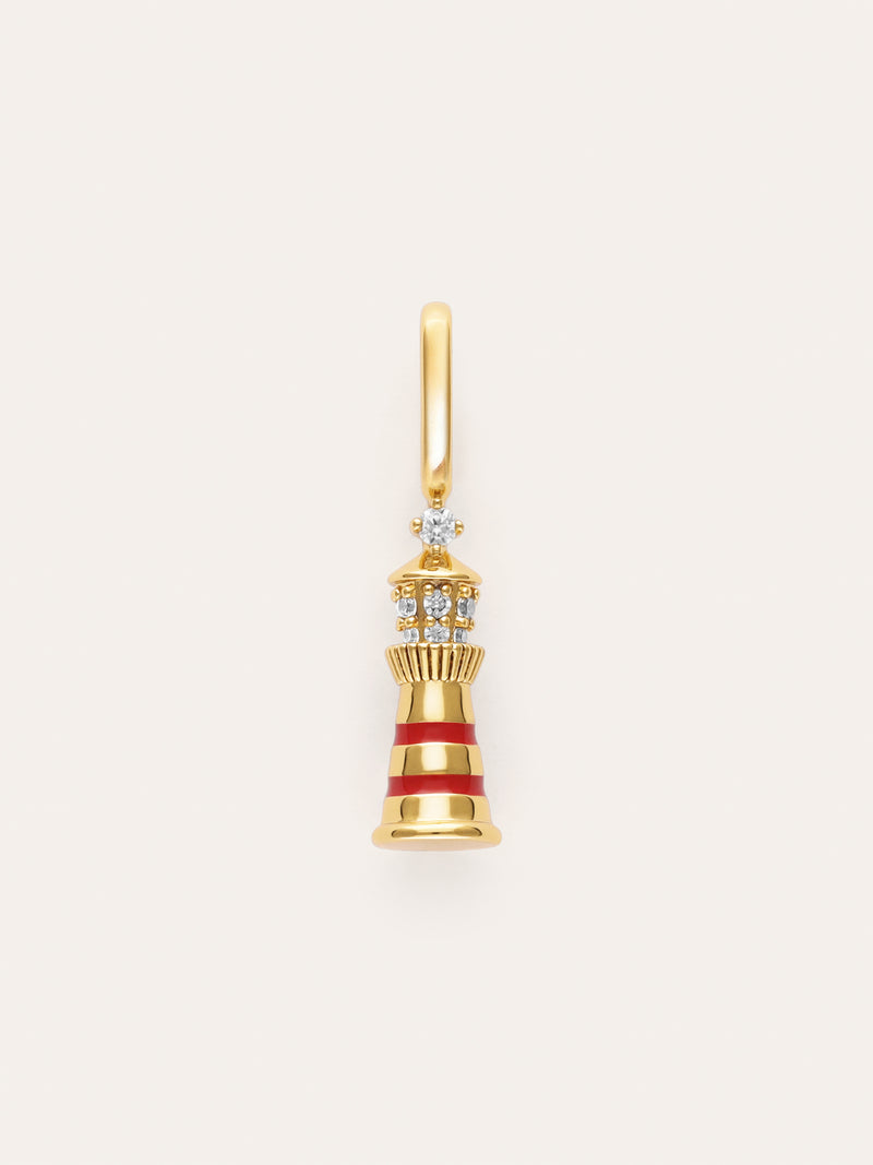 Charm Faro Rojo Baño Oro