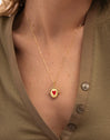 Double Mamá Lovely Heart Gold Medallion Charm