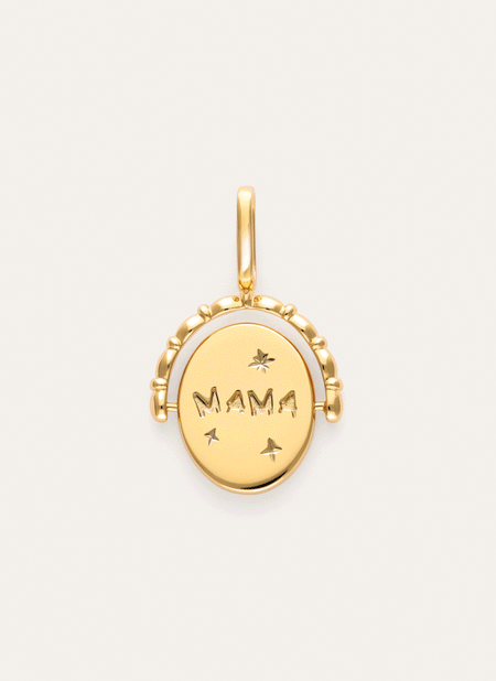 Double Mamá Lovely Heart Gold Medallion Charm