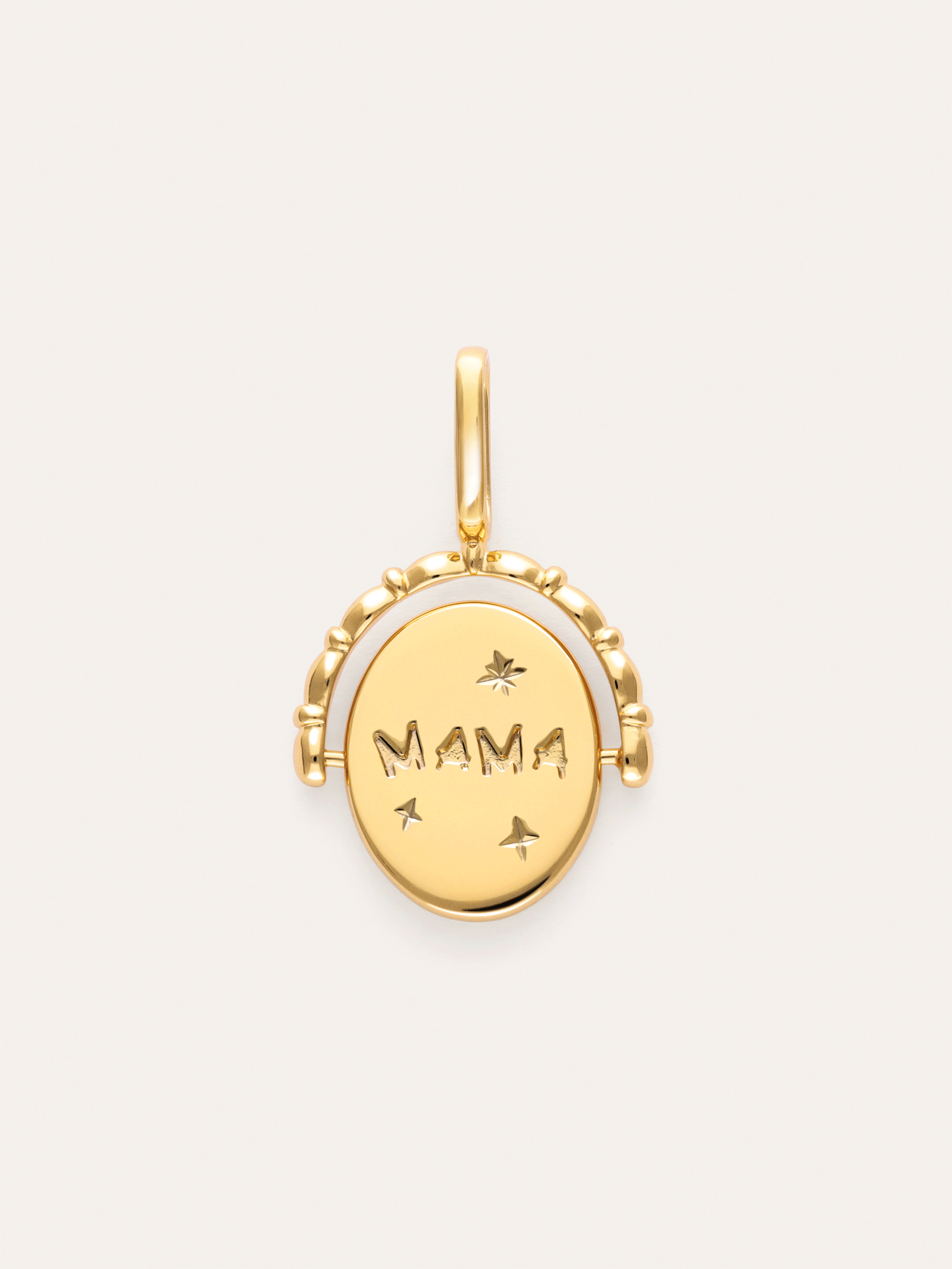 Double Mamá Lovely Heart Gold Medallion Charm