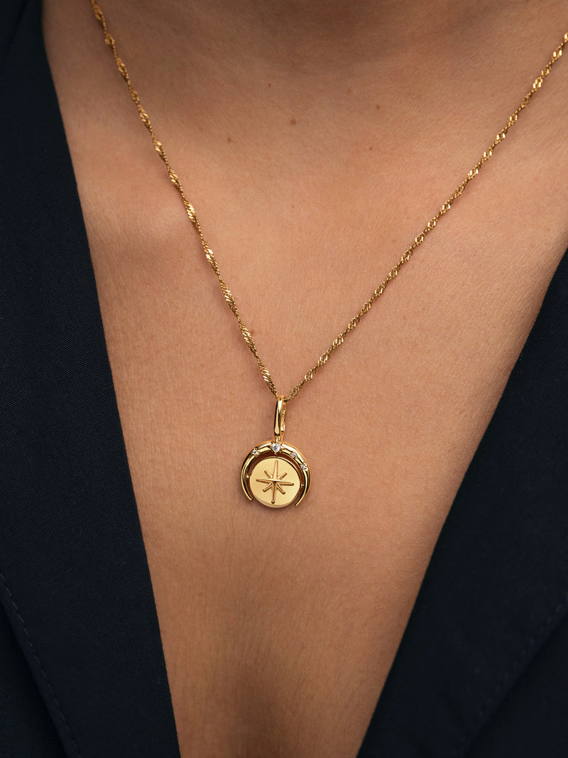 Medallion Moonset Gold Charm