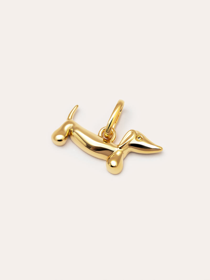 Mini Teckel Dog Enamel Sky Gold Charm