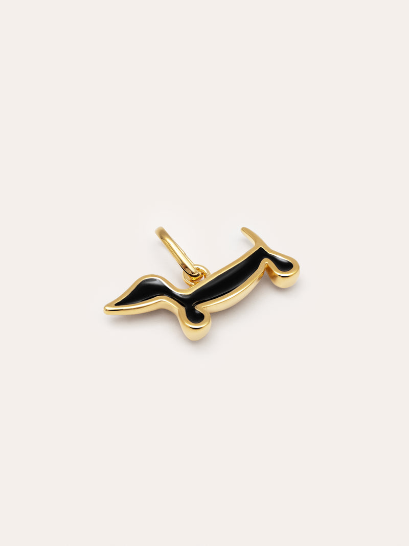 Teckel Dog Enamel Black Gold Charm