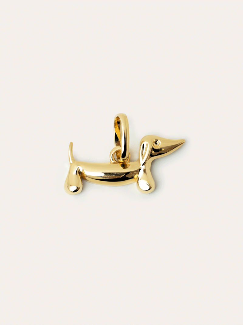 Teckel Dog Enamel White Gold Charm