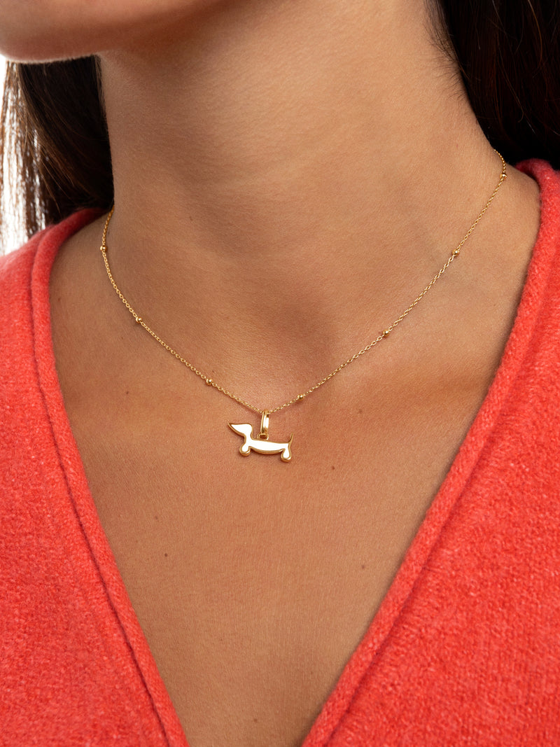 Teckel Dog Enamel White Gold Charm