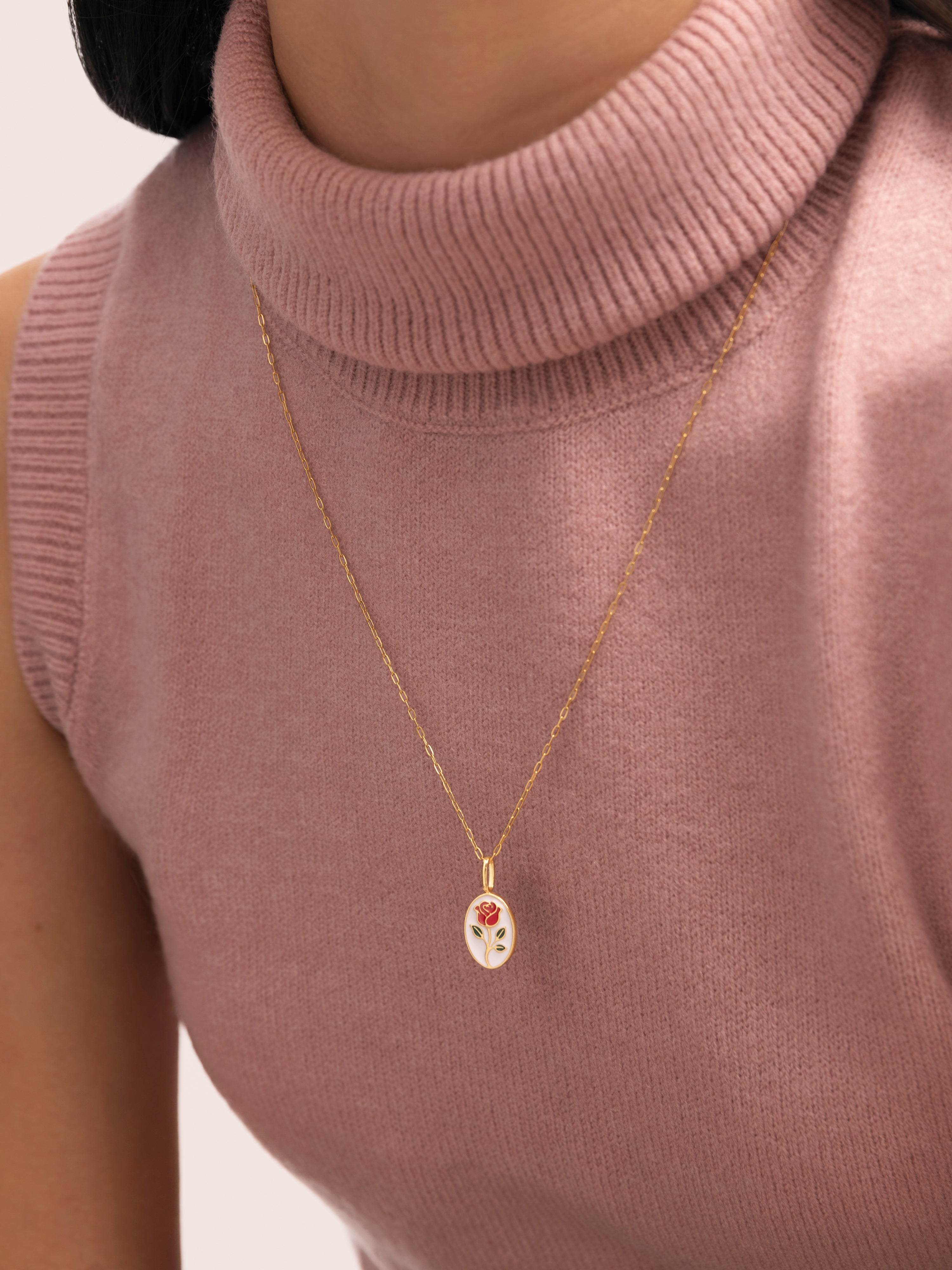 Charm Rosa Enamel Baño Oro