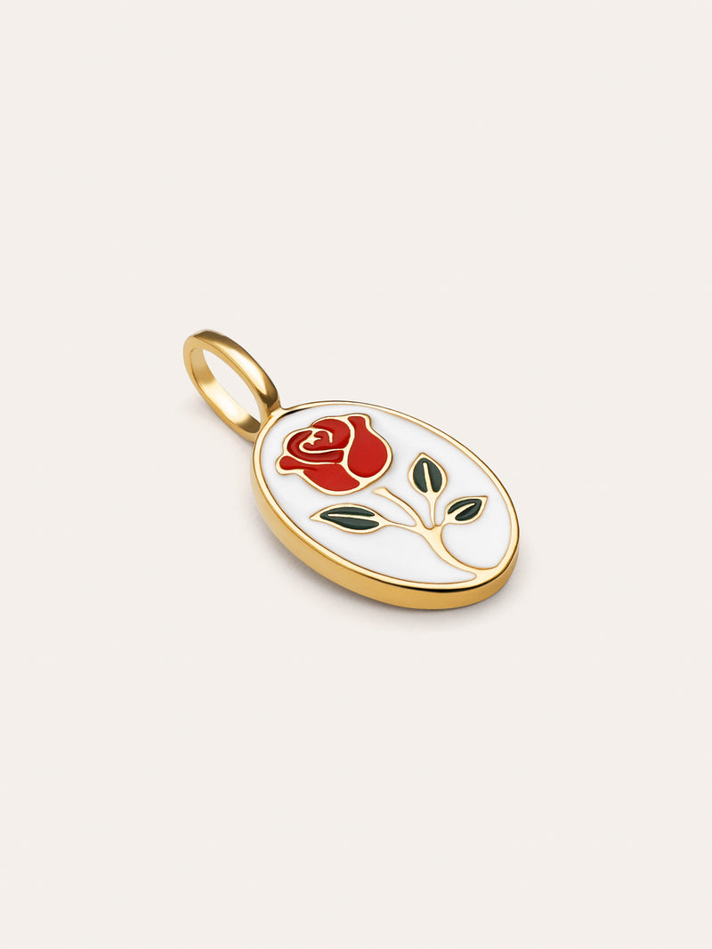 Charm Rosa Enamel Baño Oro