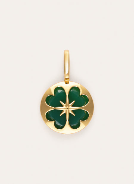 Clover Agata Stone Gold Charm