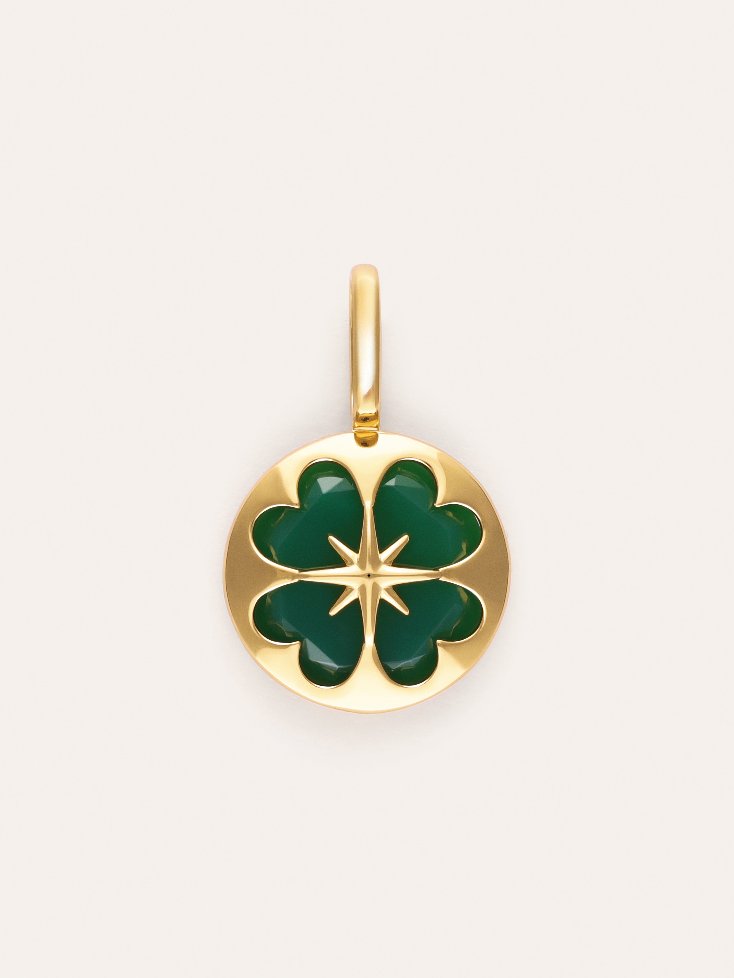 Clover Agata Stone Gold Charm