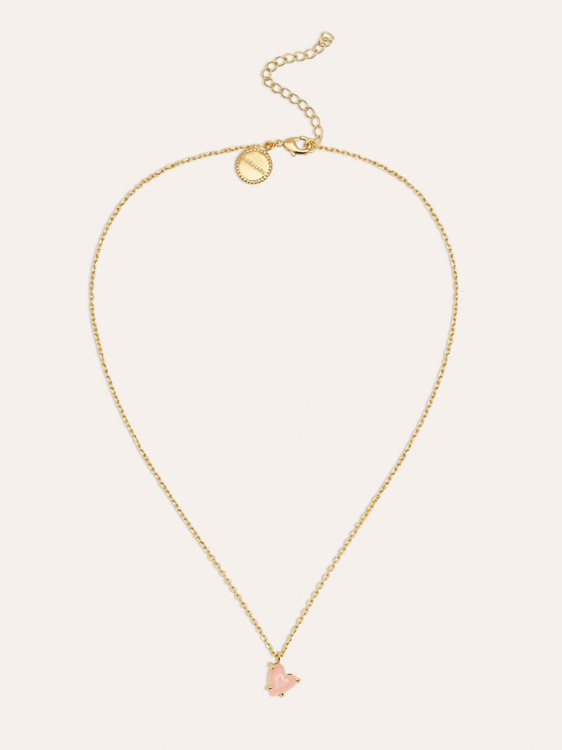 Adorable Heart Pink Gold Necklace