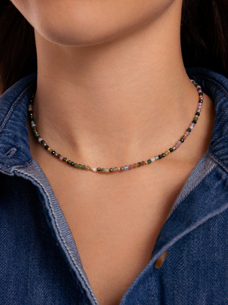 Altea Dots Tourmaline Syra Stainless Steel Gold Necklace
