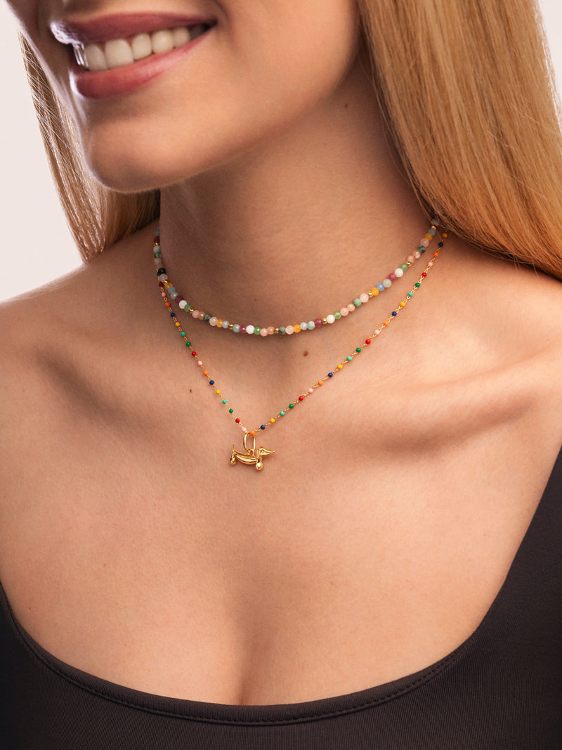 Dots Colors Enamel Gold Necklace