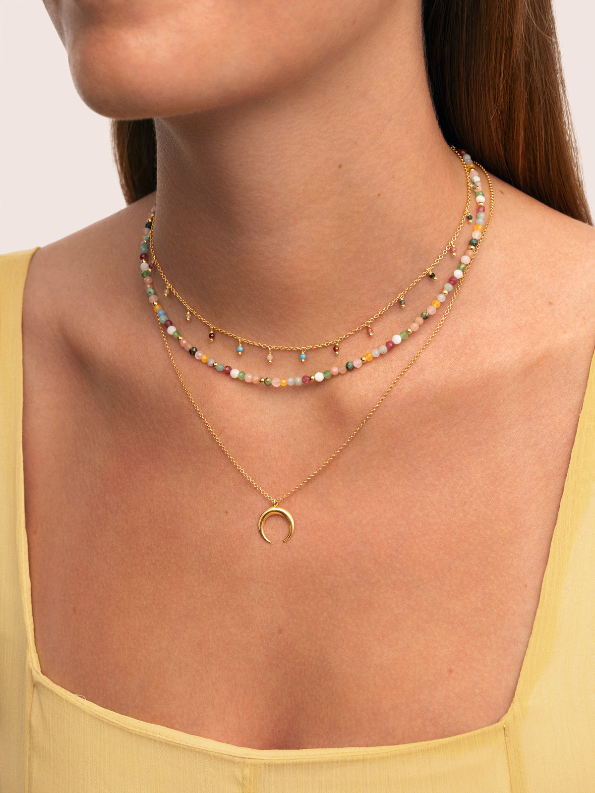 Collier Moonset Acier plaqué or - vista 4