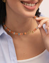 Ambar Stones Stainless Steel Gold Necklace