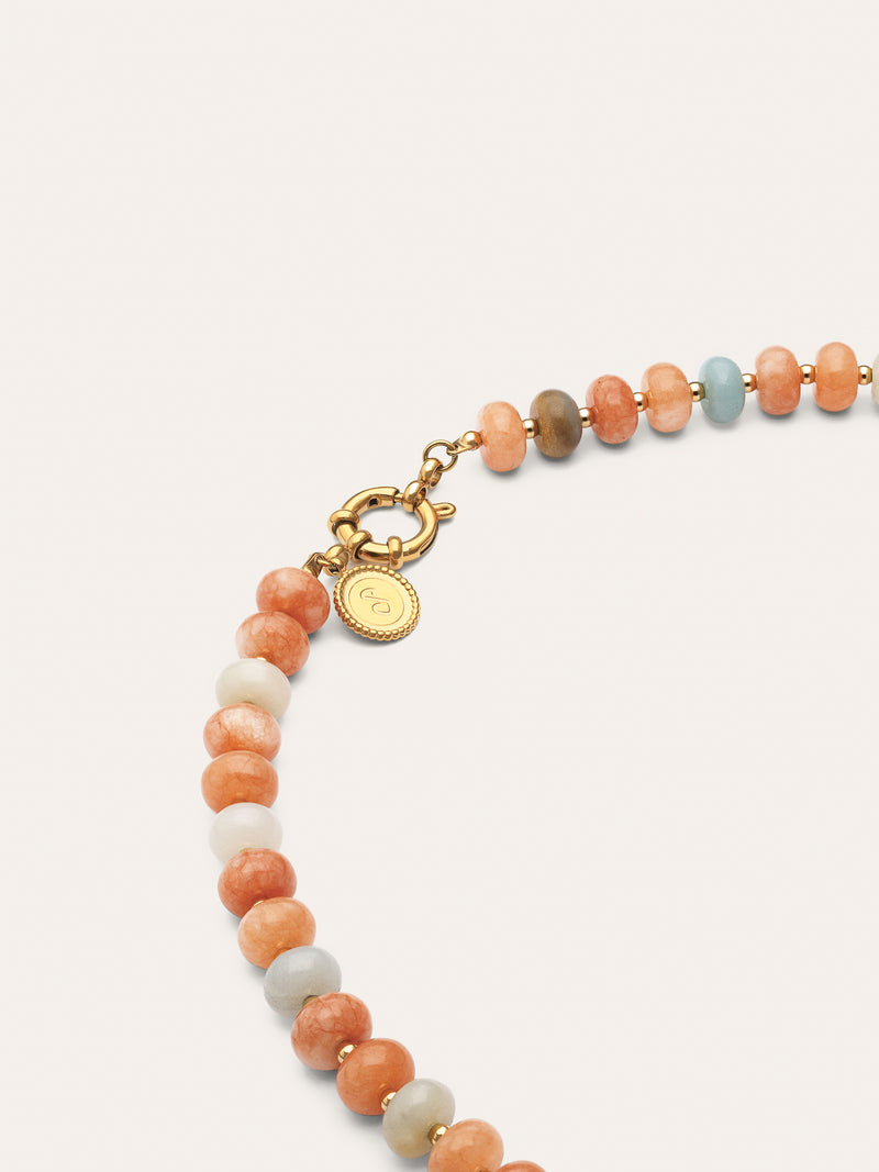 Ambar Stones Stainless Steel Gold Necklace