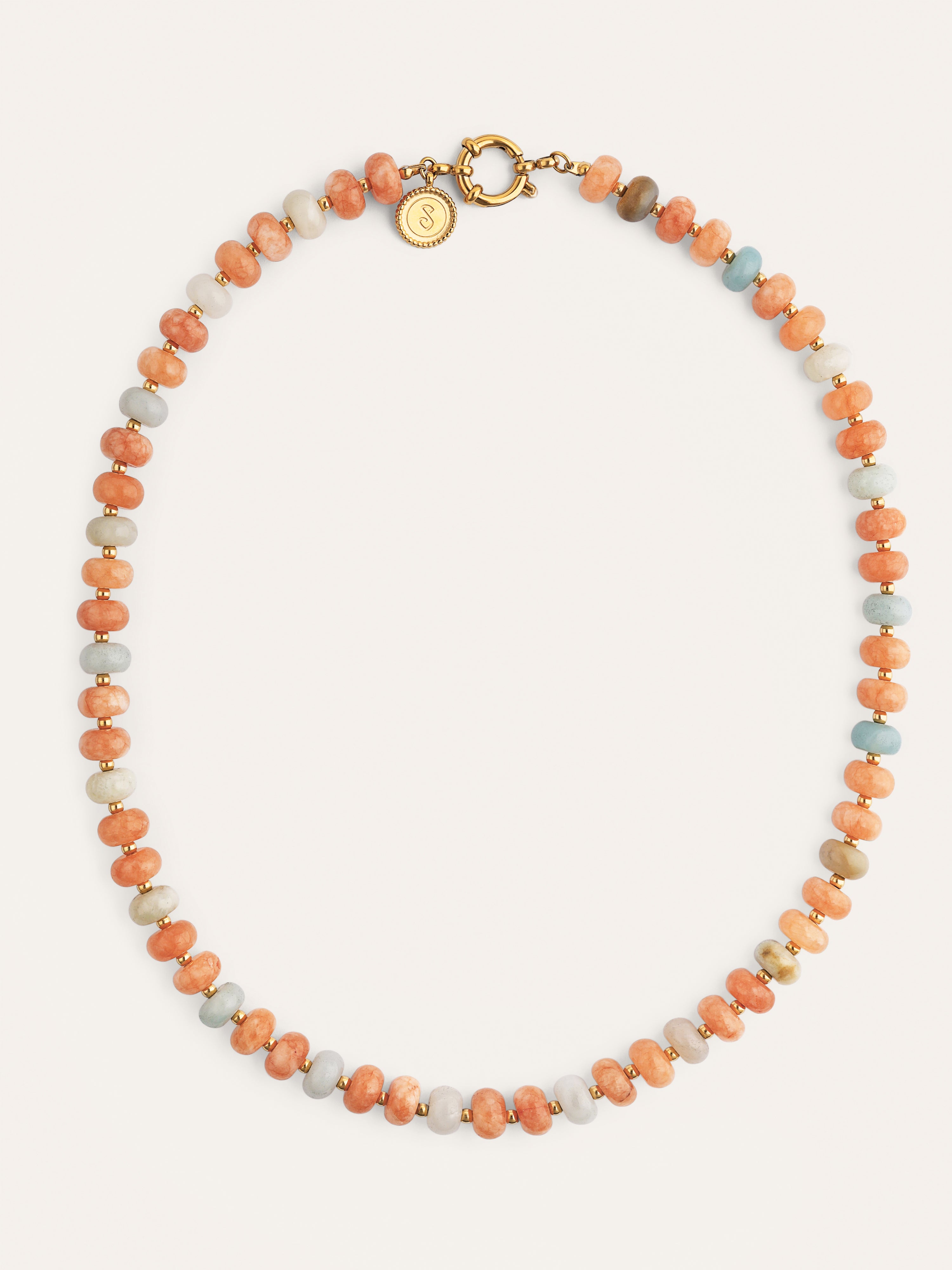 Ambar Stones Stainless Steel Gold Necklace