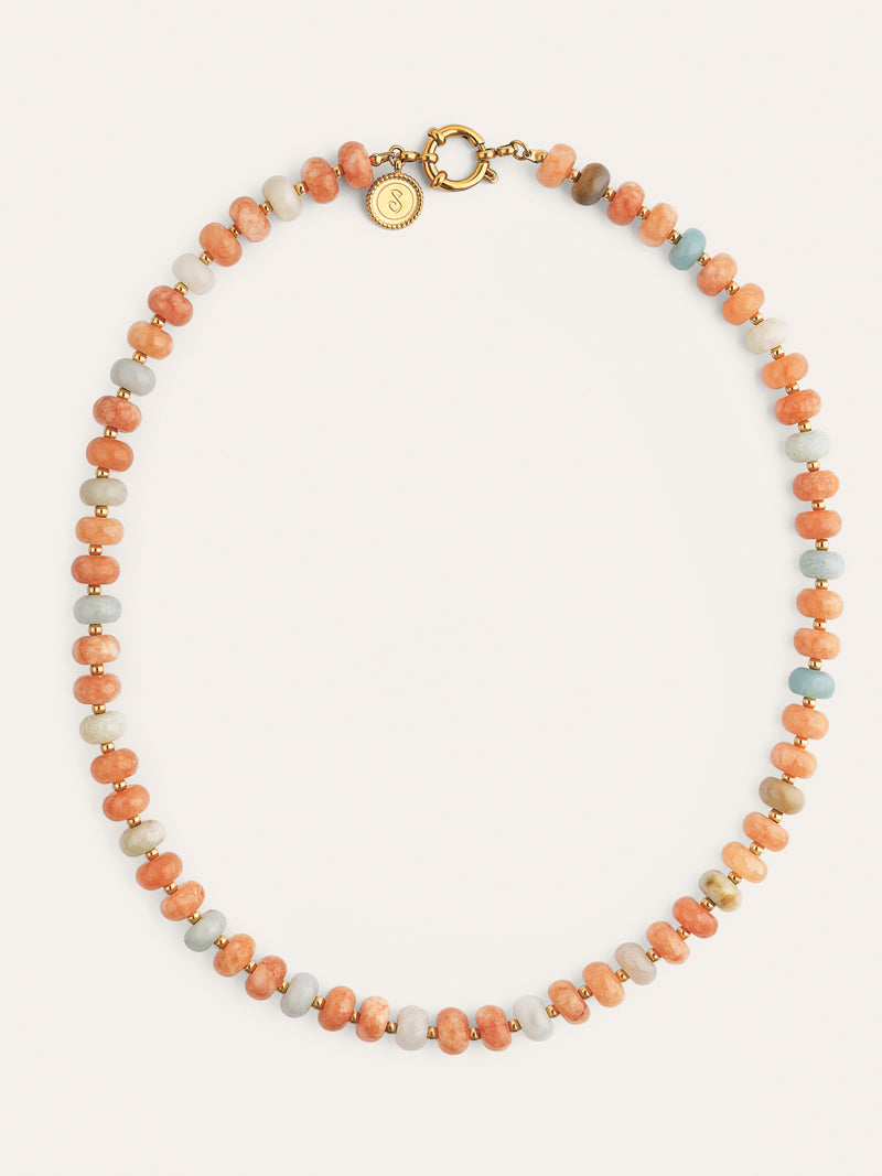 Ambar Stones Stainless Steel Gold Necklace