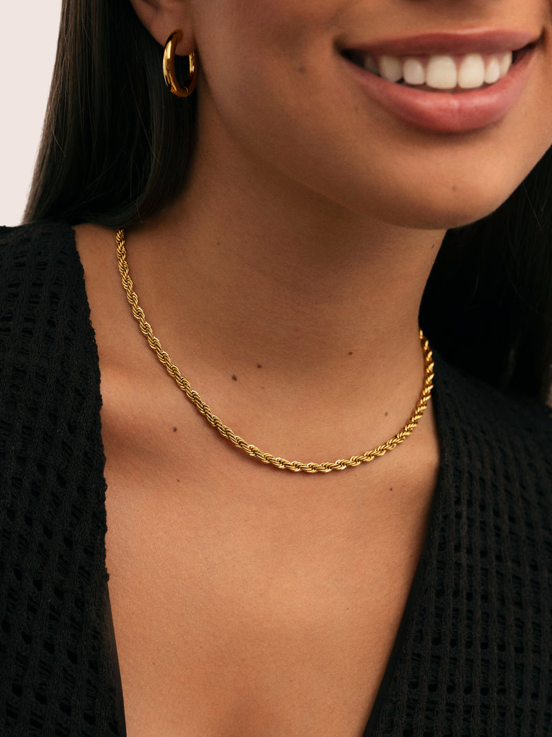 Big Cord Stainless Steel Gold Necklace