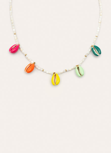Boho Color Shells Stainless Steel Gold Necklace