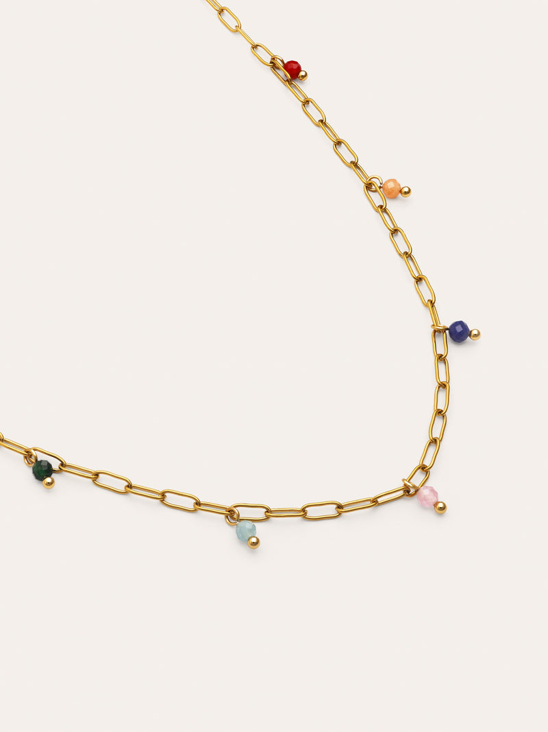 Collar Chic Dancing Stones Acero Baño Oro