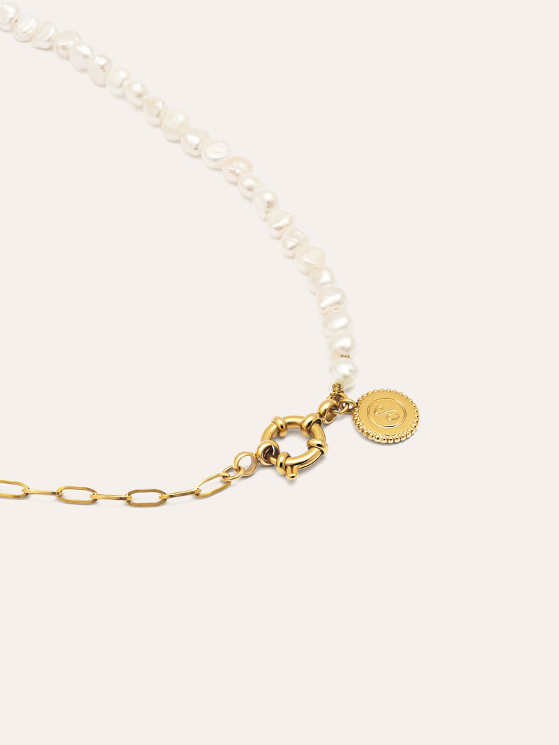 Chic Pearl Stainless Steel Gold Necklace
