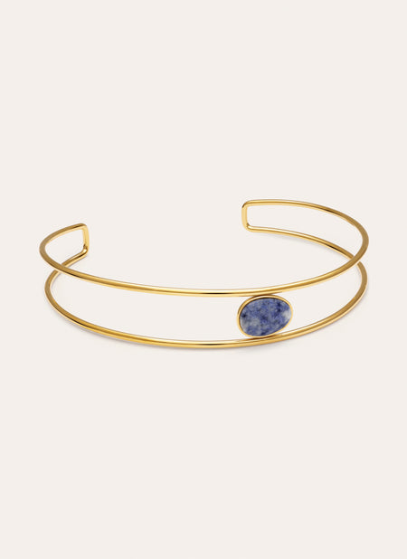 Choker Cianita Acero Baño Oro