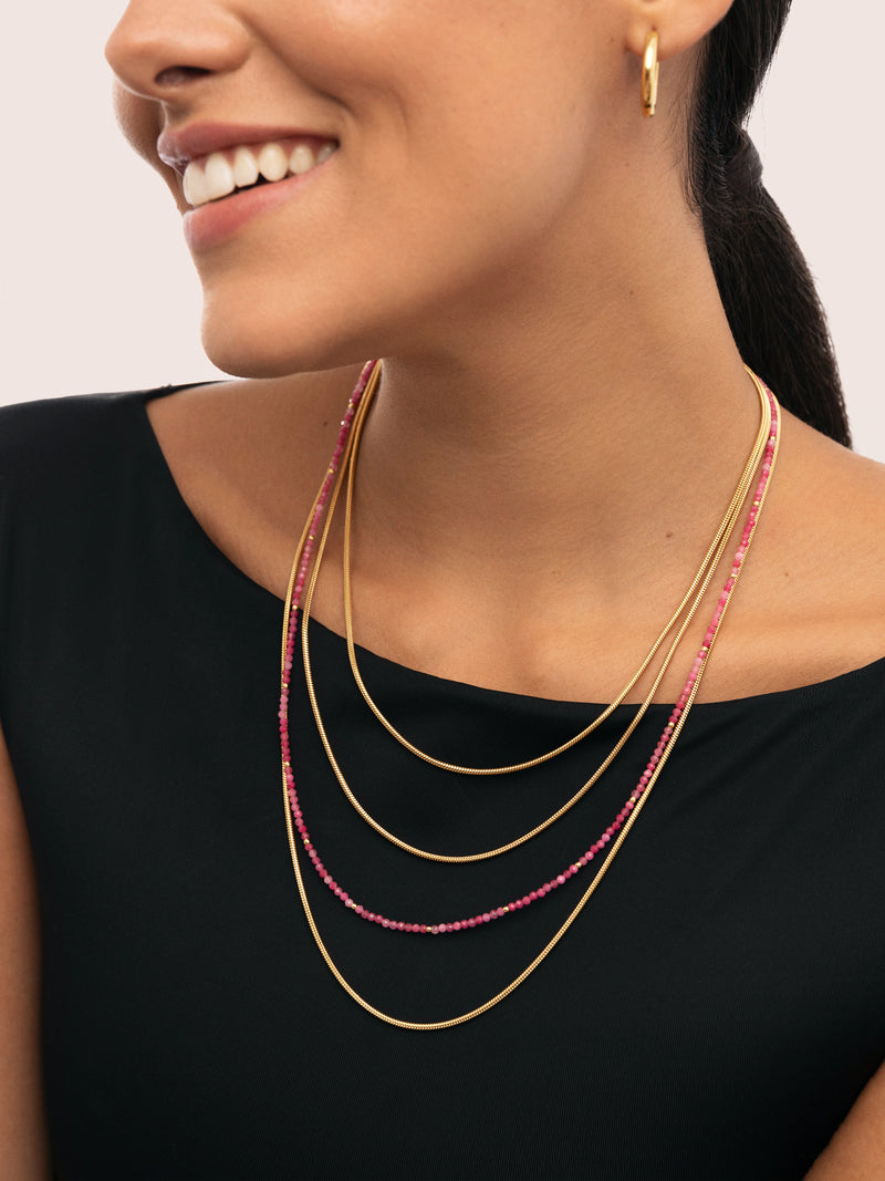 Cleopatra Pink Stainless Steel Gold Necklace