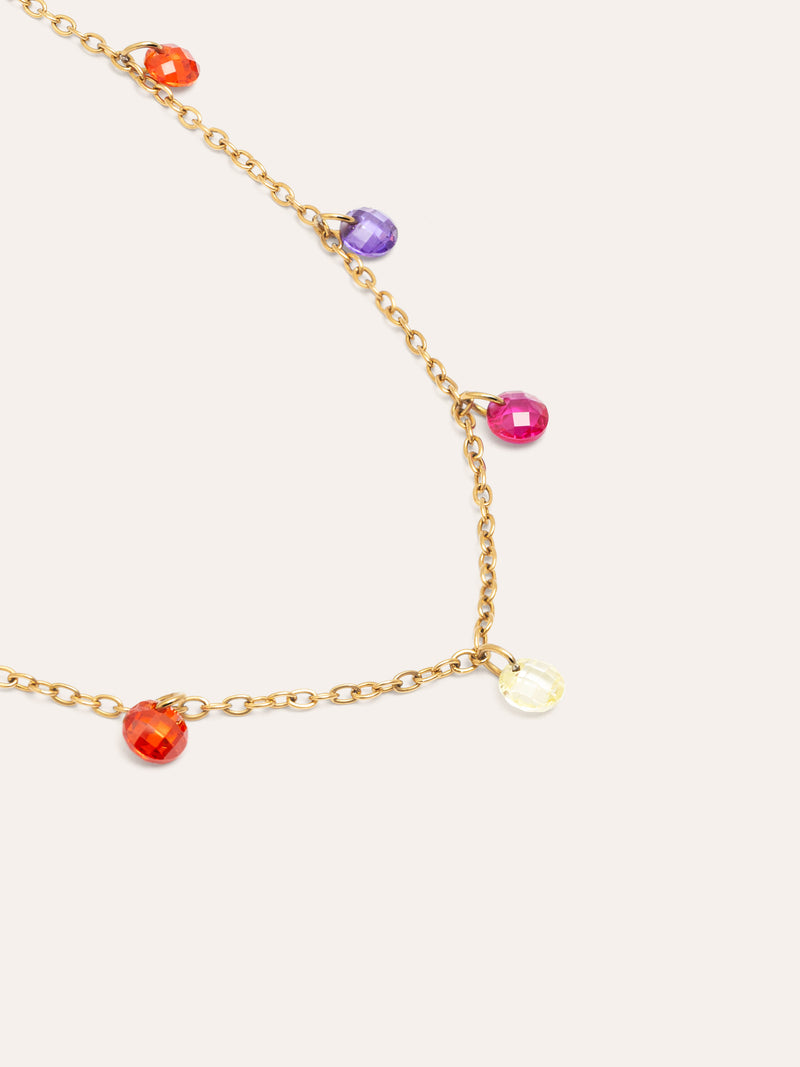 Color Bits Stainless Steel Gold Necklace