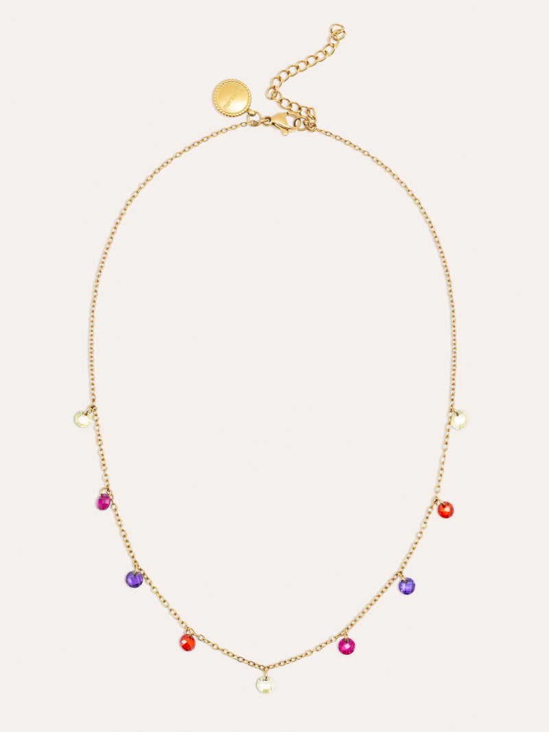 Color Bits Stainless Steel Gold Necklace