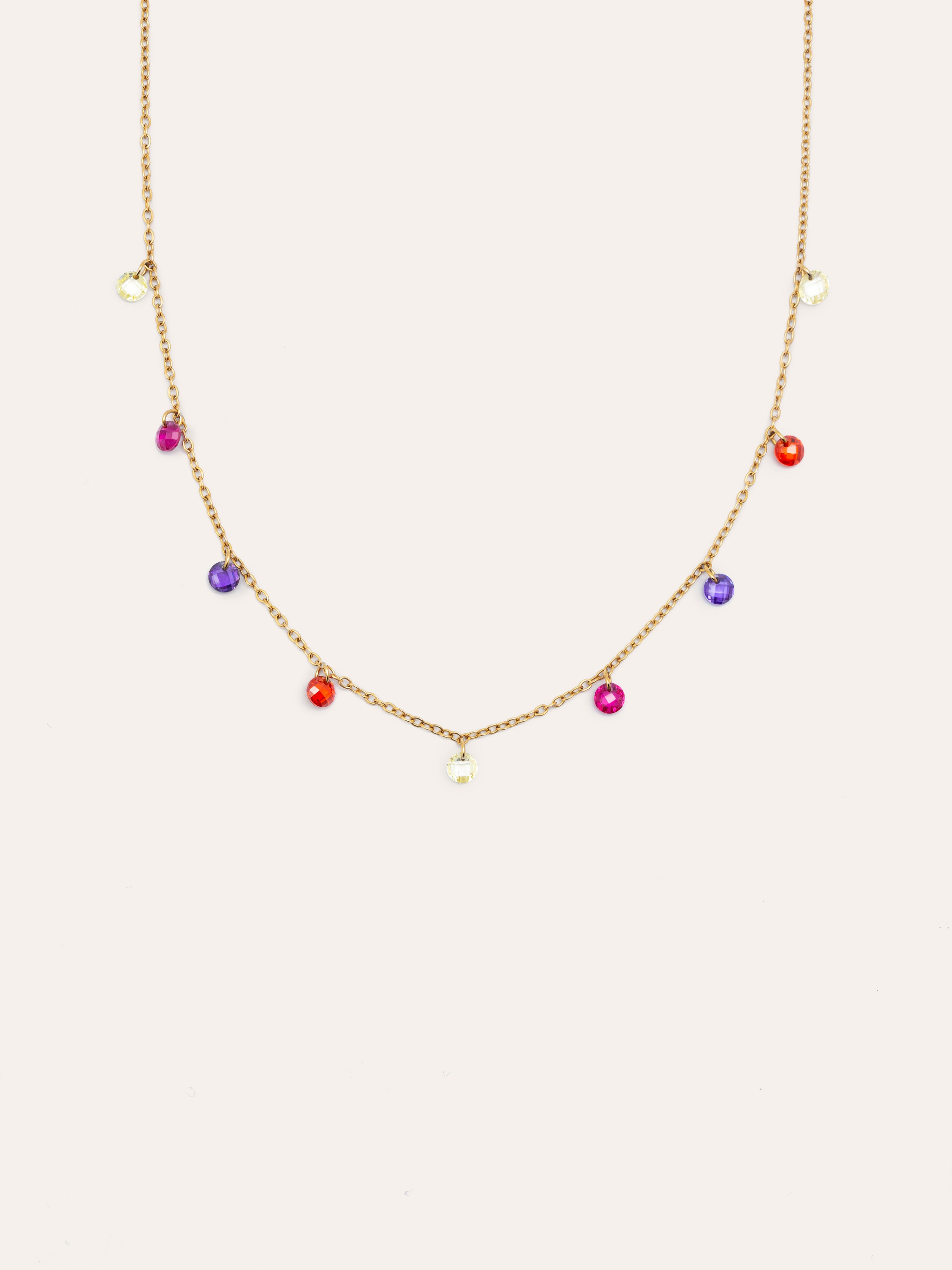 Color Bits Stainless Steel Gold Necklace