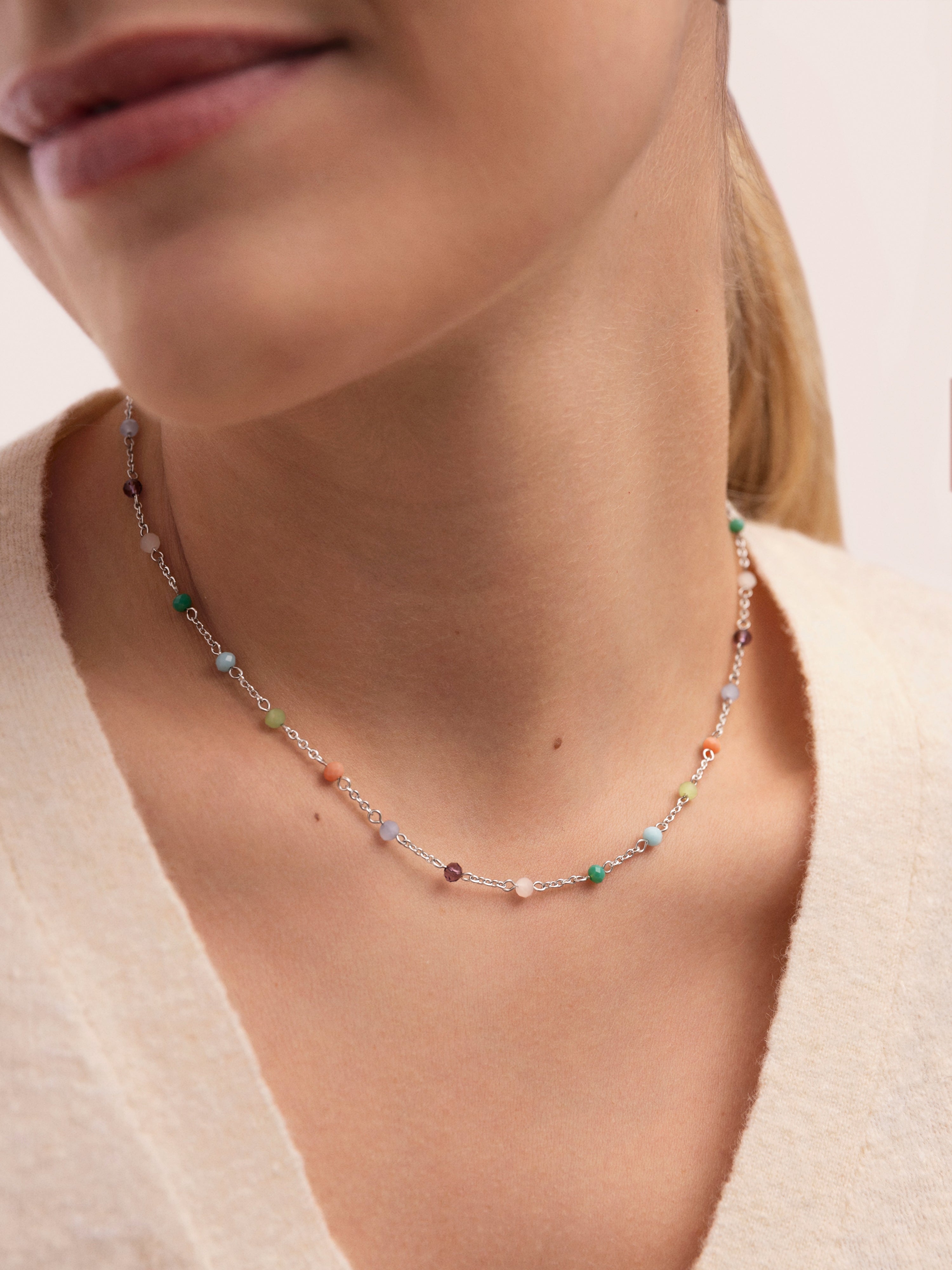 Crystals Colors Stainless Steel Necklacace