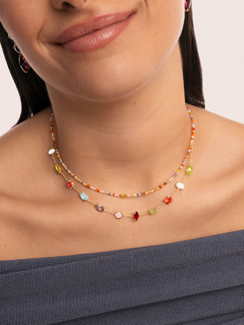 Crystal Summer Stainless Steel Gold Necklace