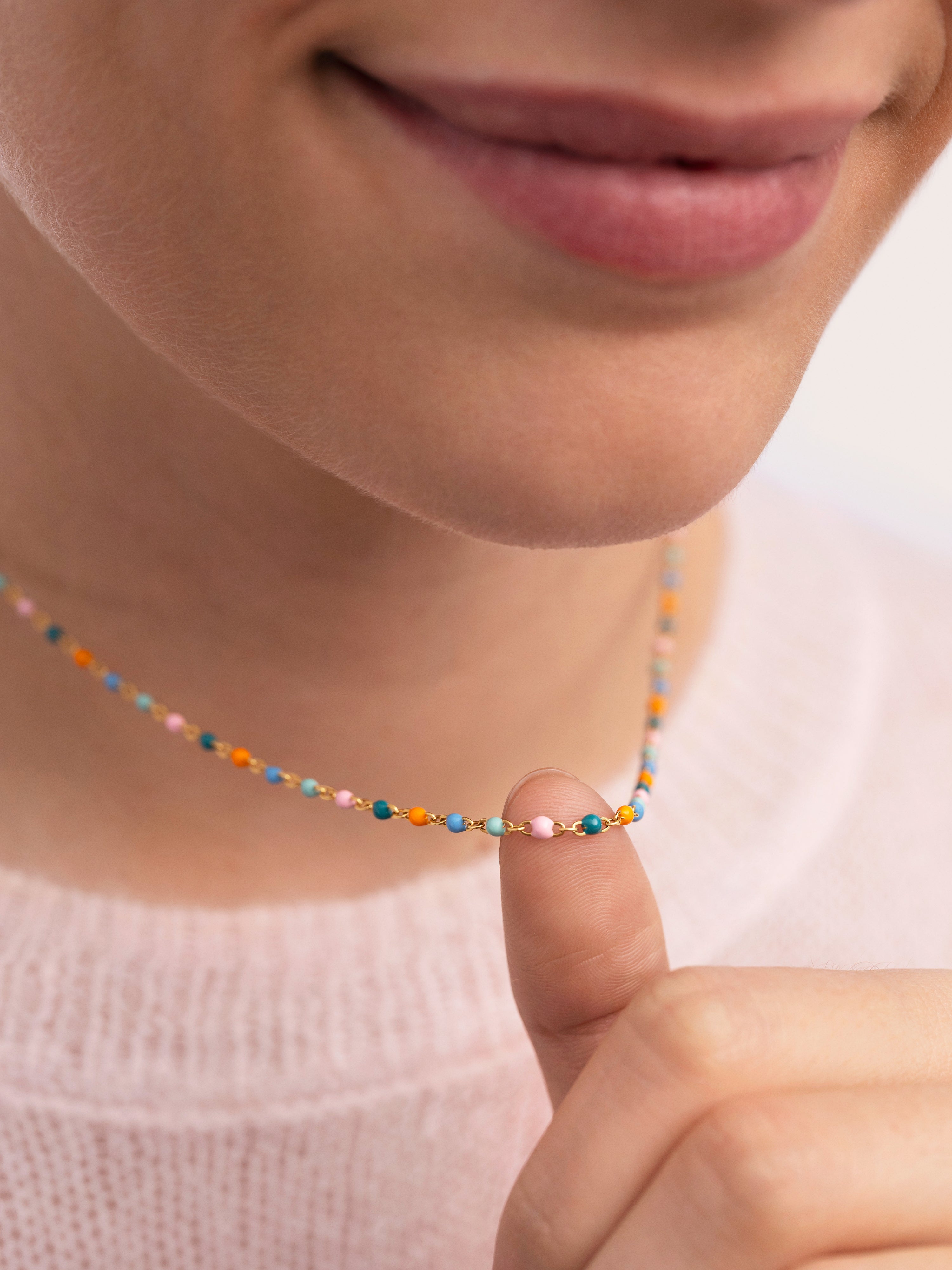 Collar Dots Alpine Enamel Acero Baño Oro