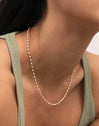 Dots Enamel White Stainless Steel Gold Necklace