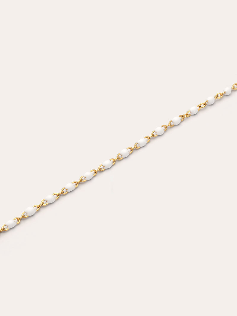 Dots Enamel White Stainless Steel Gold Necklace