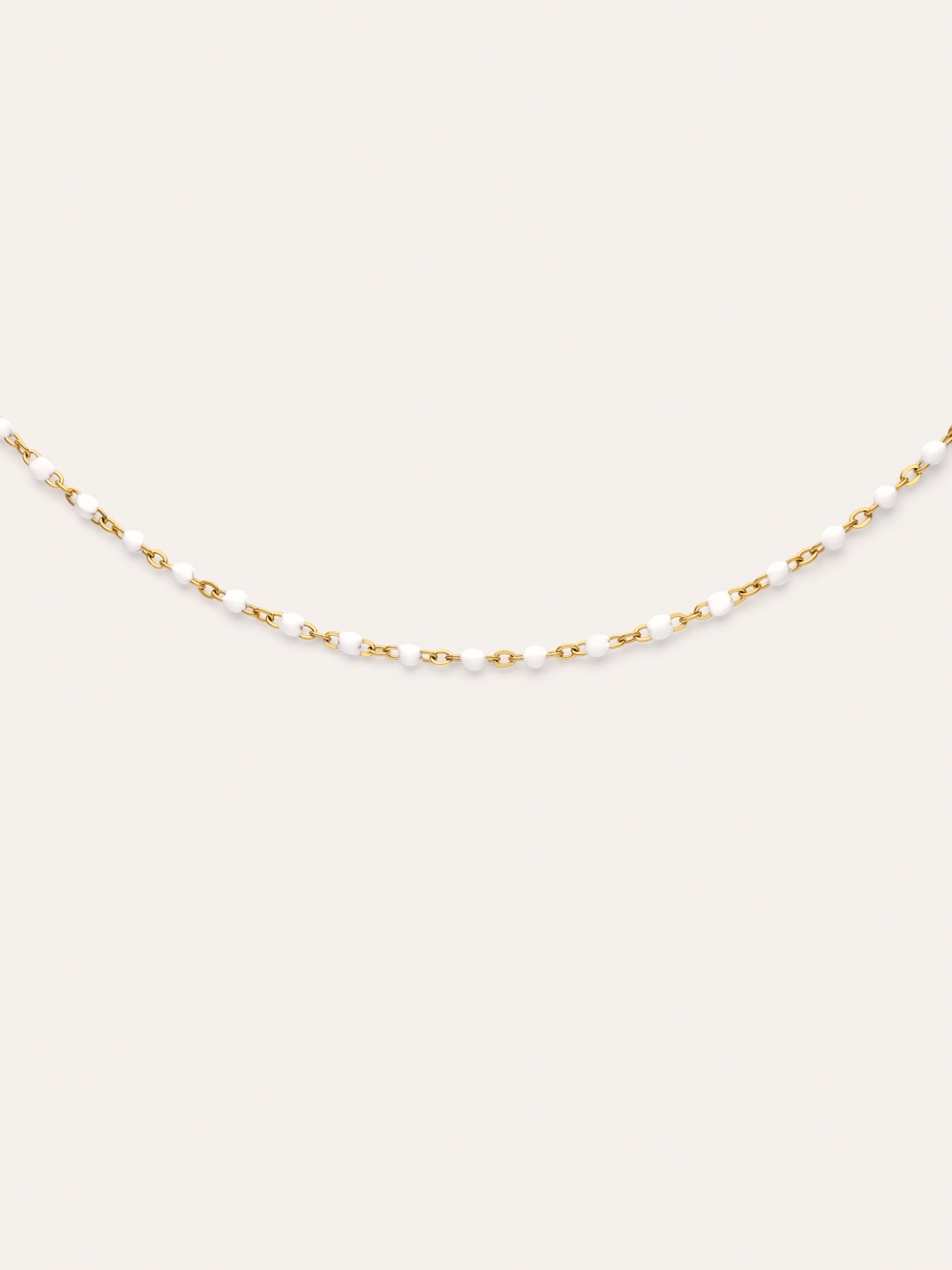 Dots Enamel White Stainless Steel Gold Necklace