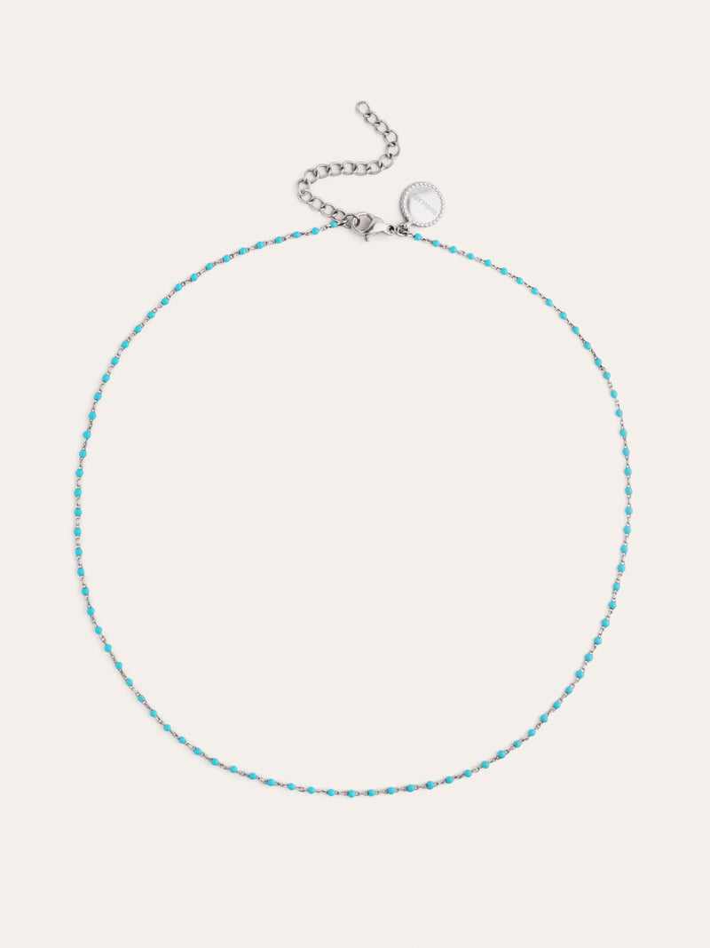 Collar Dots Turquoise Enamel Acero