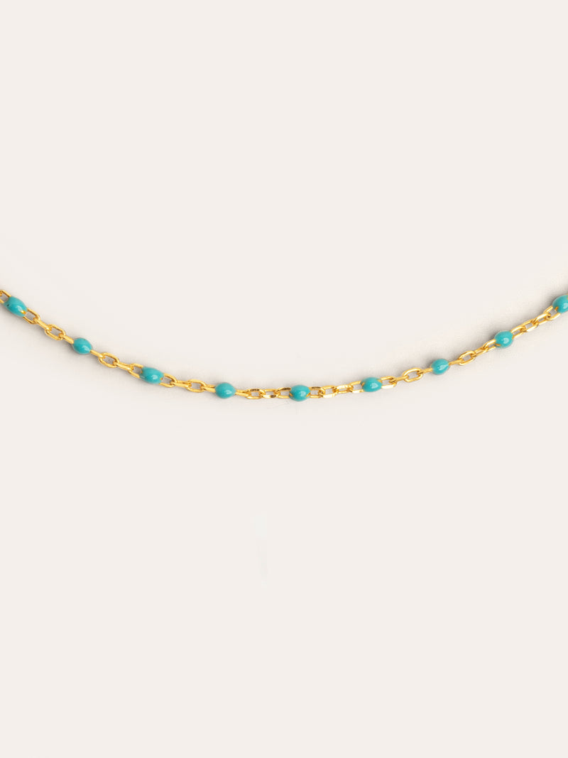 Dots Turquoise Enamel Gold Necklace 