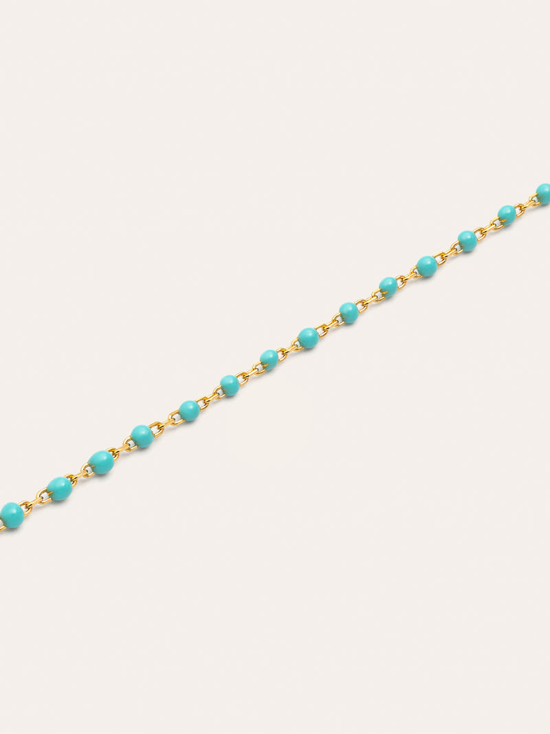 Dots Turquoise Enamel Gold Necklace 